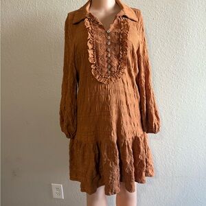 Elegant Brown Ruffle Dress